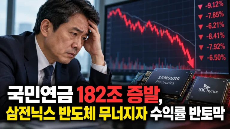 국민연금 182조 증발, 삼전닉스 반도체 무너지자 수익률 반토막